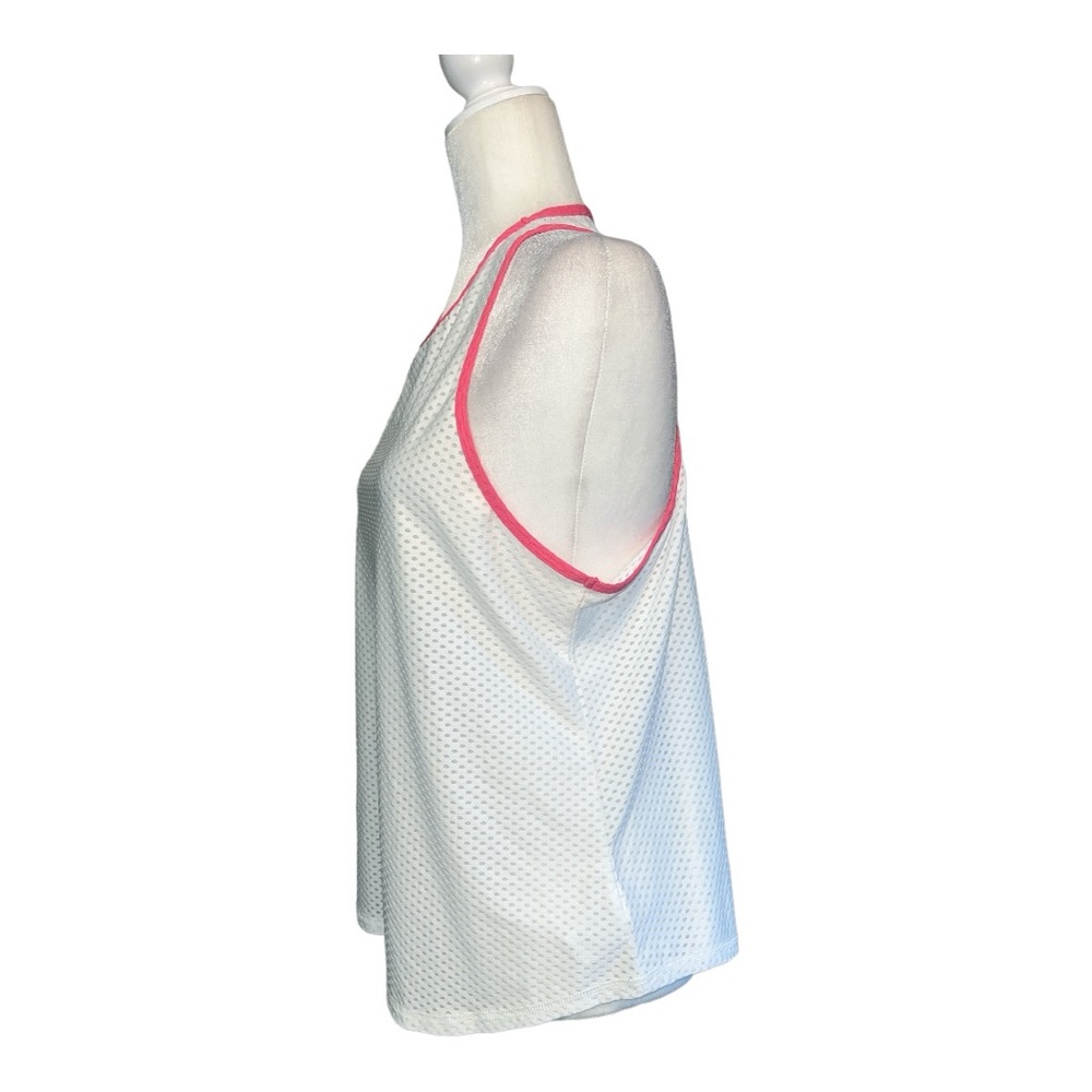 LIJA Women’s Control Tennis Tank Top White with Bubblegum Trim Sz L - Picture 2 of 6